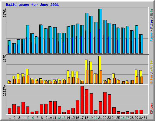 Daily usage for June 2021