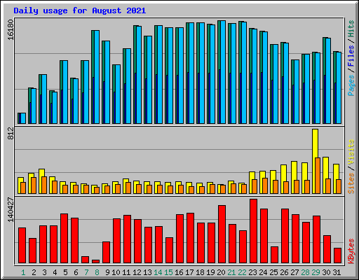 Daily usage for August 2021