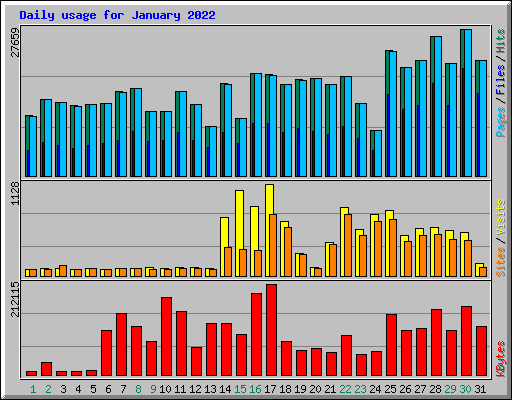 Daily usage for January 2022