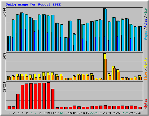 Daily usage for August 2022