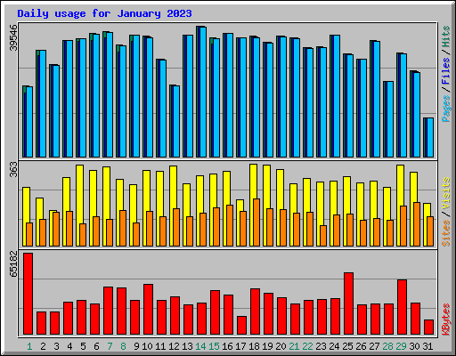 Daily usage for January 2023