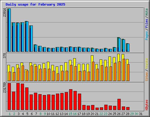 Daily usage for February 2025